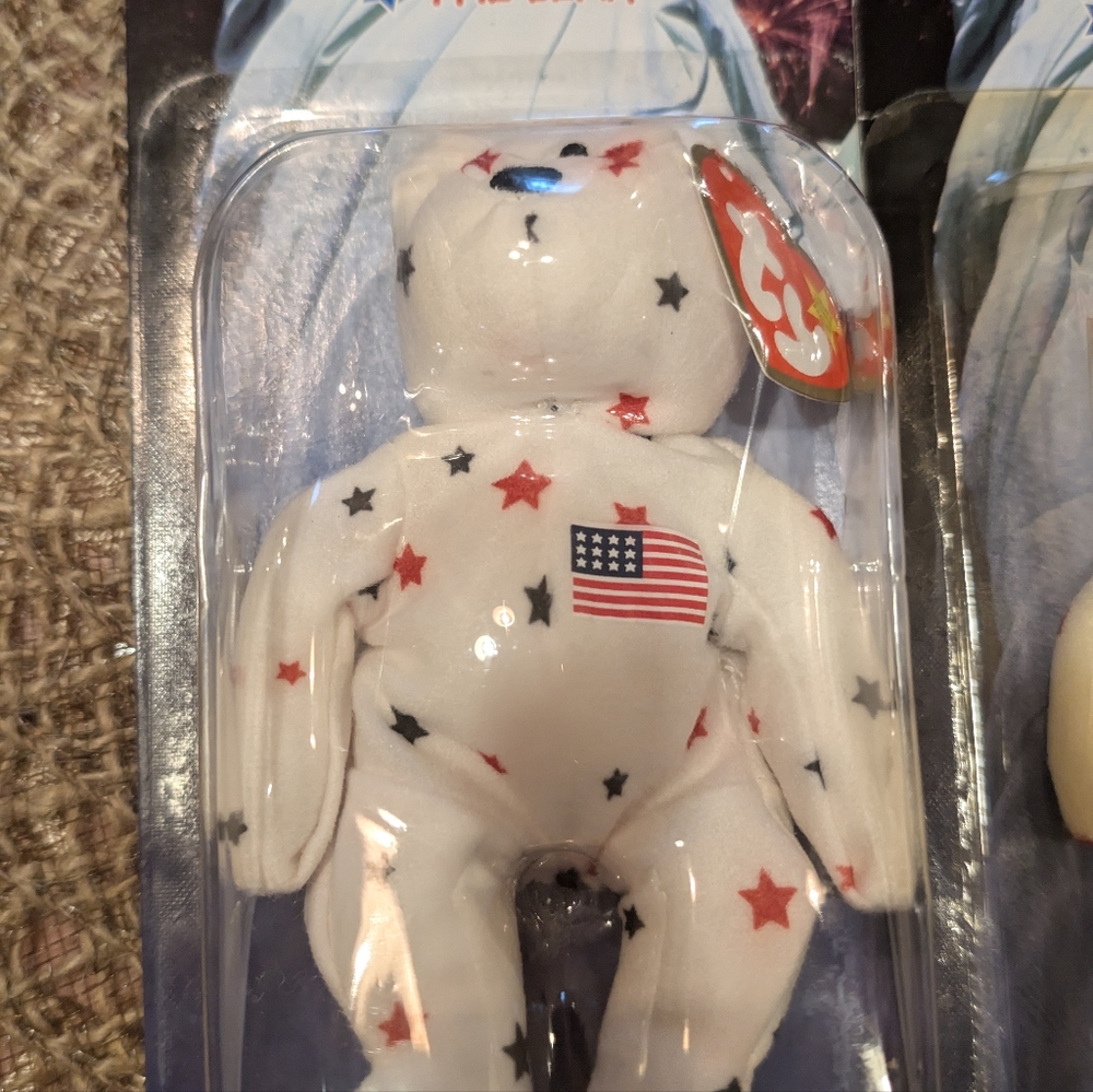 Ty White and Red Star Stuffed Animal